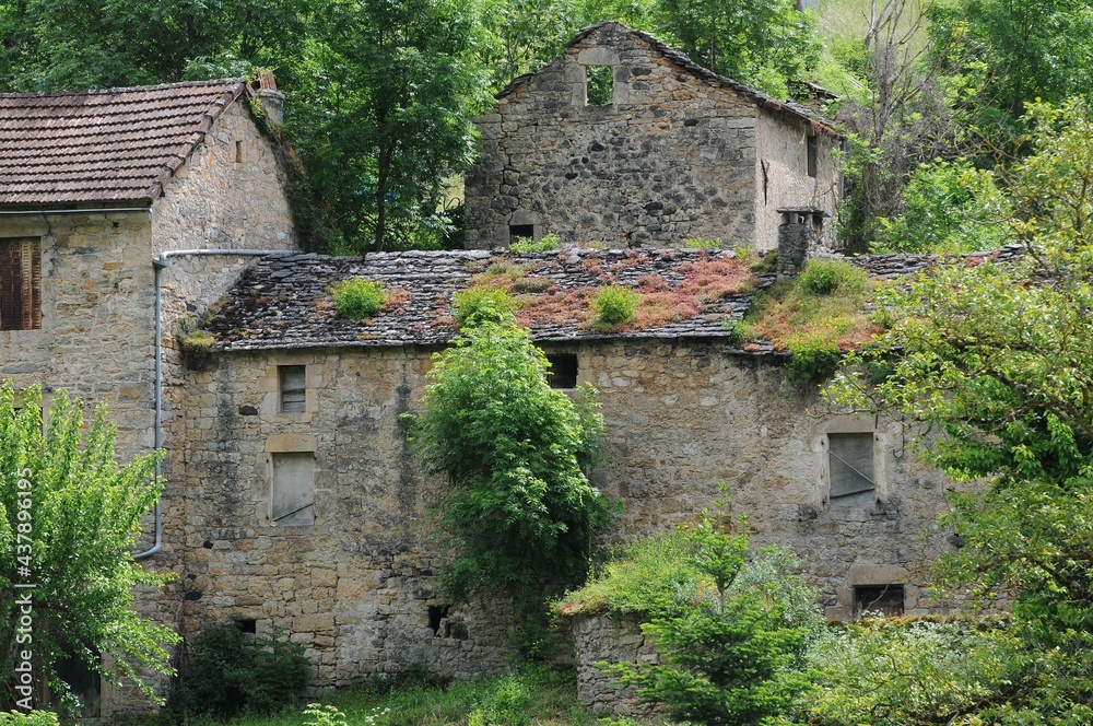 Petit village dans les gorges du Tarn en Lozère France 