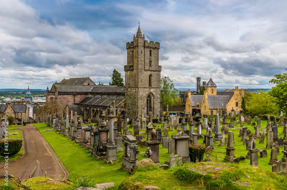 A view across the graveyard and church at Holy Rude, Stirling on a summers day