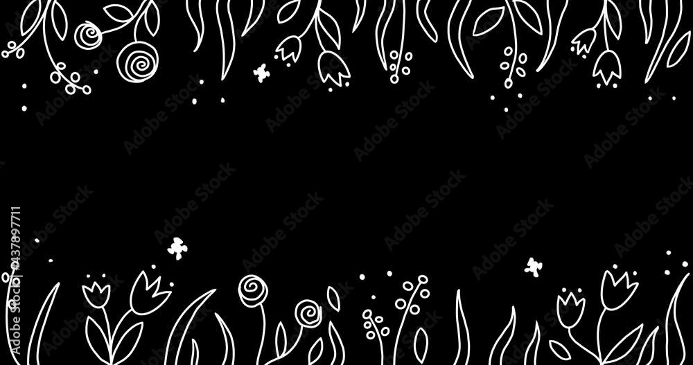 Hand-drawn LOOP Animation cute Text Template with leafs, berrys and ...