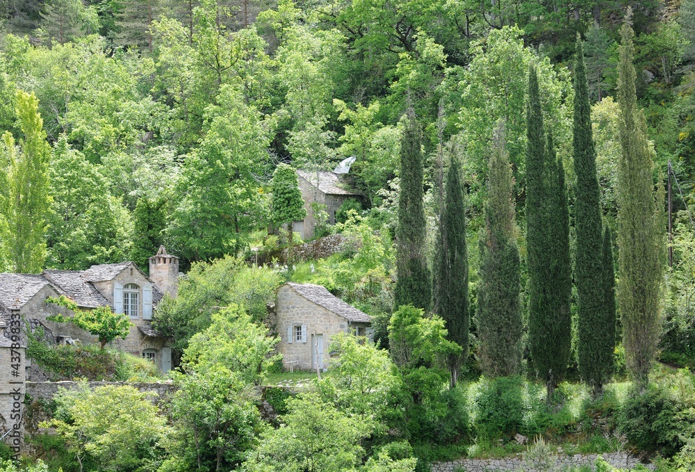 Village de La Sablière dans les gorges du Tarn en Lozère France 