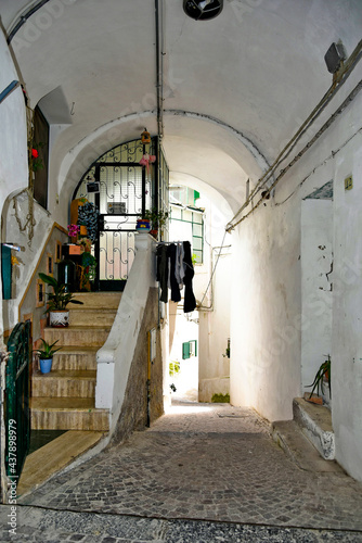 An alley between the picturesque houses of Albori, a village on the Amalfi coast, Italy. © Giambattista