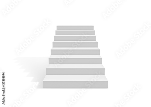 White stairs realistic in concrete interior, 3d render photo
