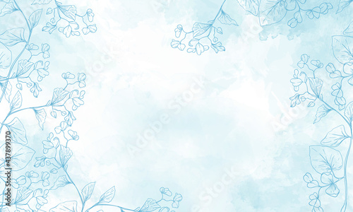 watercolor floral background with hand drawn flower elements