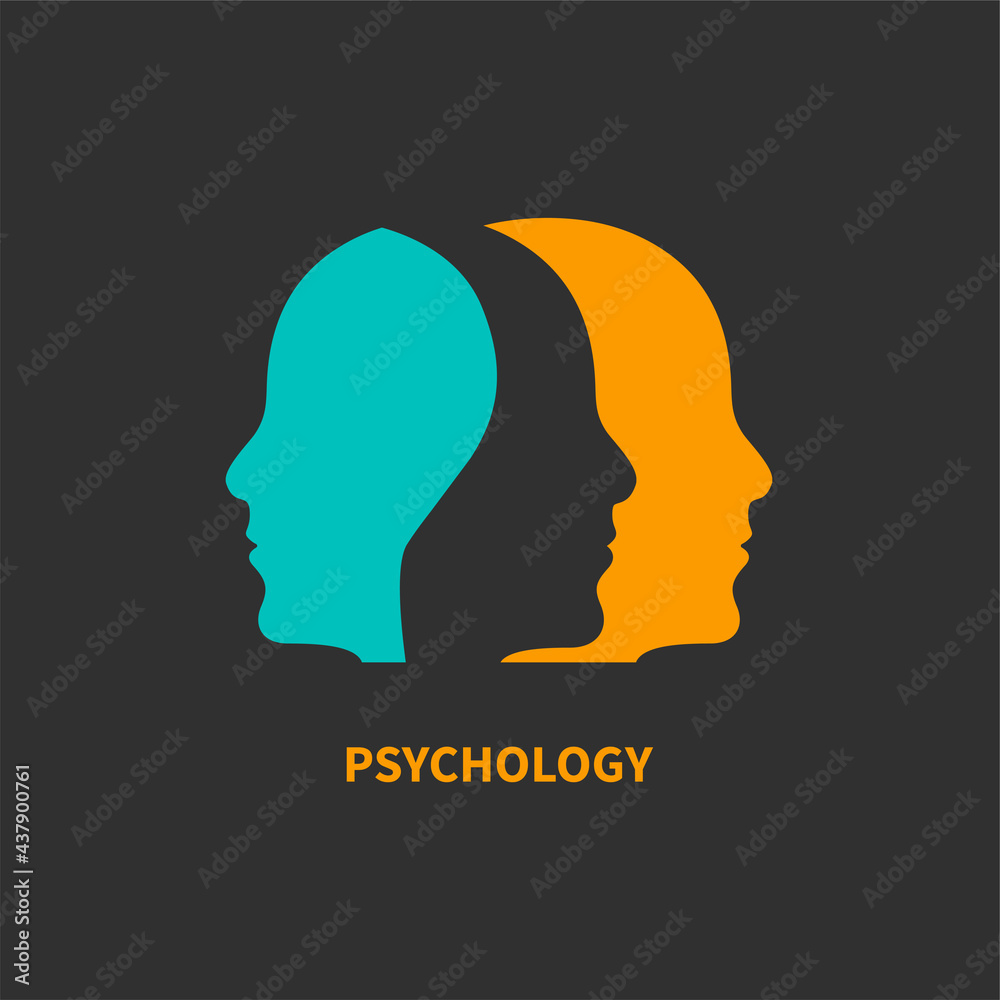 Psychology logo. Male profiles. Therapy