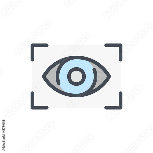 Eye scan color line icon. Digital eye with scanning frame vector outline colorful sign.