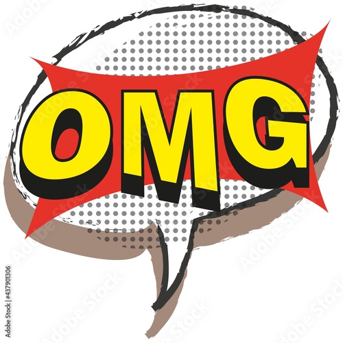 OMG vector comic bubble, surprise funny text tag