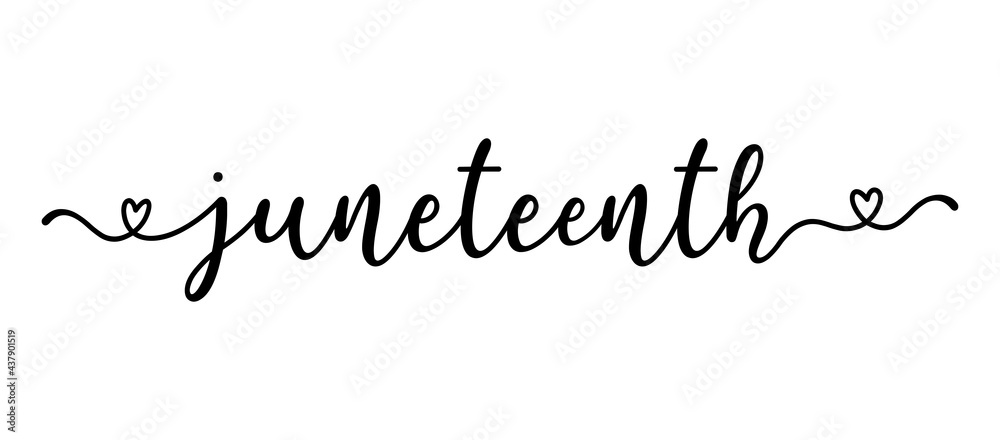 Hand sketched JUNETEENTH word as banner. Lettering or modern calligraphy. Vector