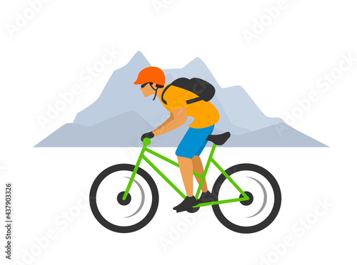 man cross country mountain biking cycling isolated vector graphic