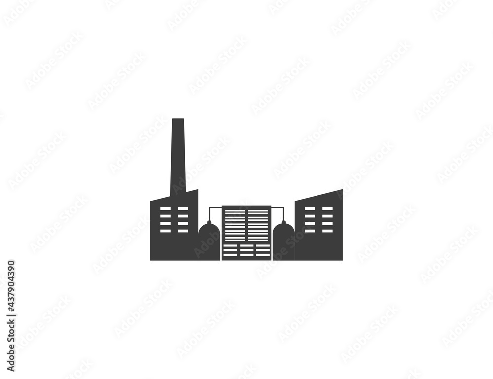 Building, factory, industry icon on white background. Vector illustration.