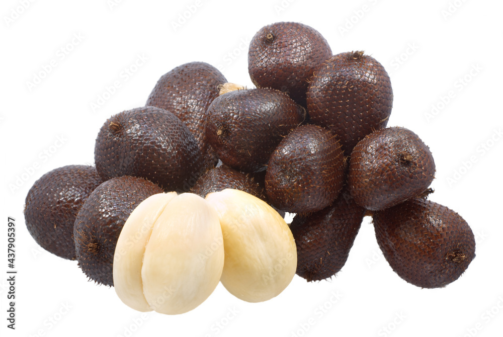 Snack skin fruit or Salak fruit isolated on white background Snack skin fruit or Salak fruit isolated on white background