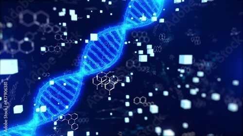 DNA Strand Molecule Sign Structure Depth of Field Blurred 4K Motion Background