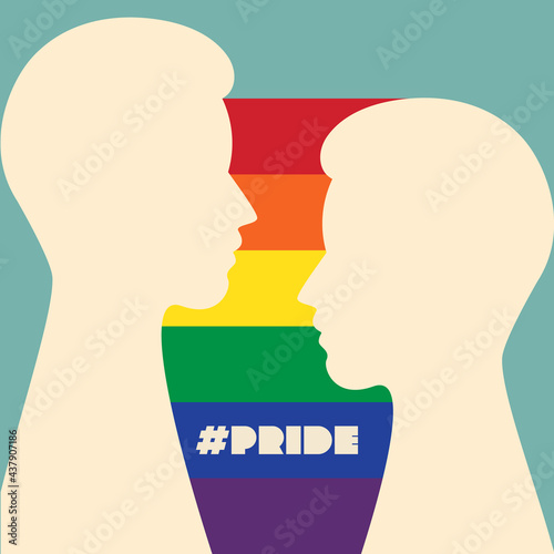 LGBTQ community pride month poster design template background with rainbow flag