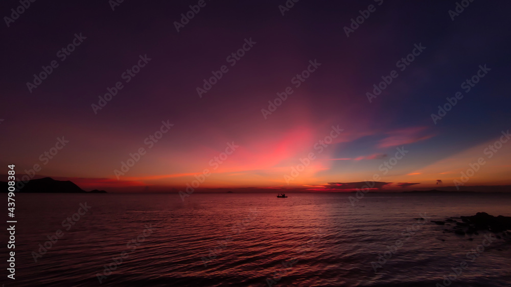 Sunset beach and twilight sky pattaya thailand.