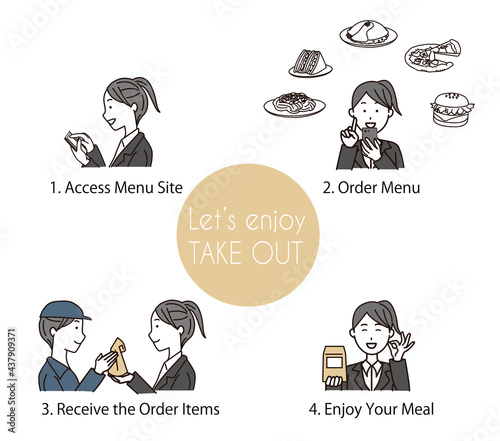 Woman delivering food from smartphone