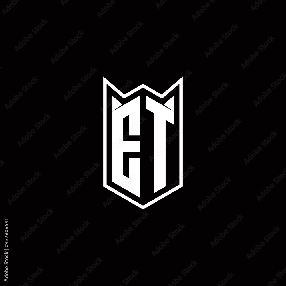 ET Logo monogram with shield shape designs template ET Logo monogram with shield shape designs template