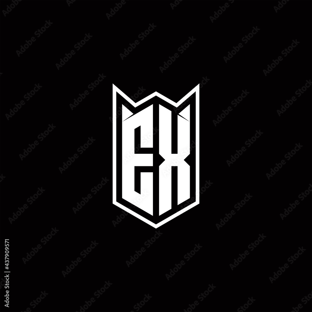EX Logo monogram with shield shape designs template EX Logo monogram with shield shape designs template