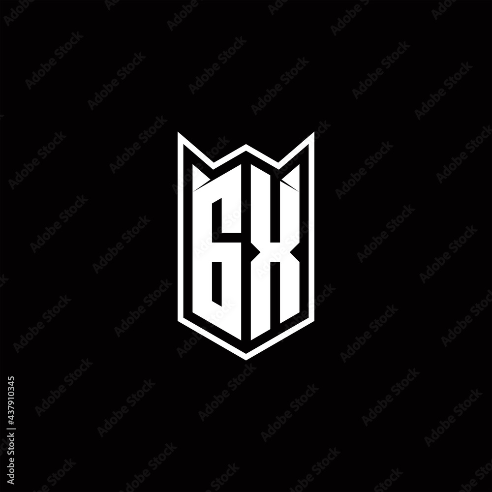 GX Logo monogram with shield shape designs template GX Logo monogram with shield shape designs template