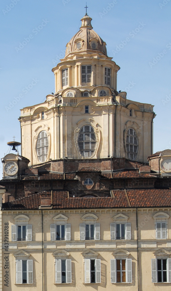 Fototapeta premium The Real Church of San Lorenzo is a church in Turin built by the Savoy, it is located on the central Piazza Castello just a few steps from the square of the Royal Palace.