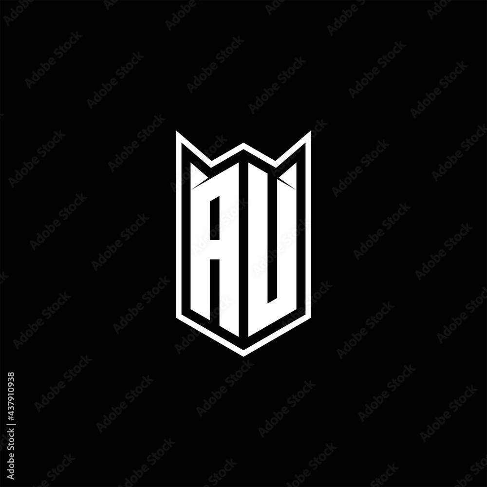 AU Logo monogram with shield shape designs template AU Logo monogram with shield shape designs template