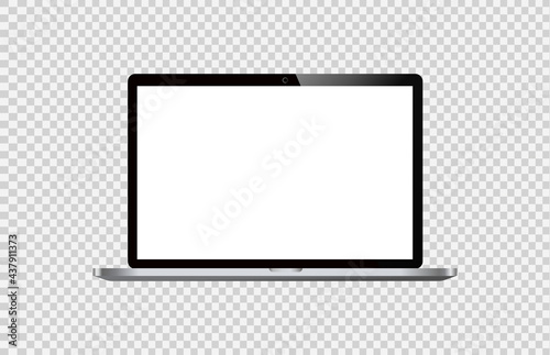 Laptop with blank screen isolate on  png or transparent background for new product, promotion, advertising, vector illustration