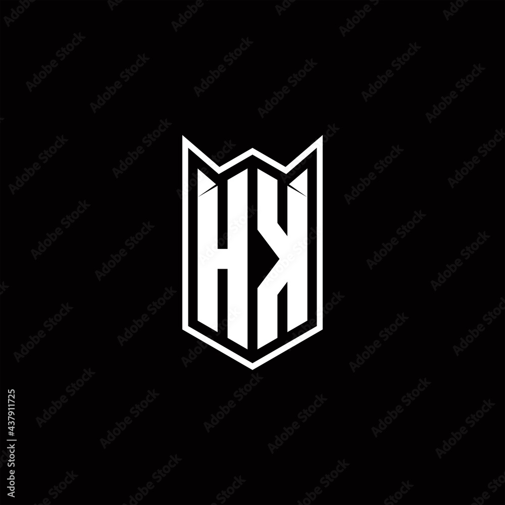 HK Logo monogram with shield shape designs template HK Logo monogram with shield shape designs template