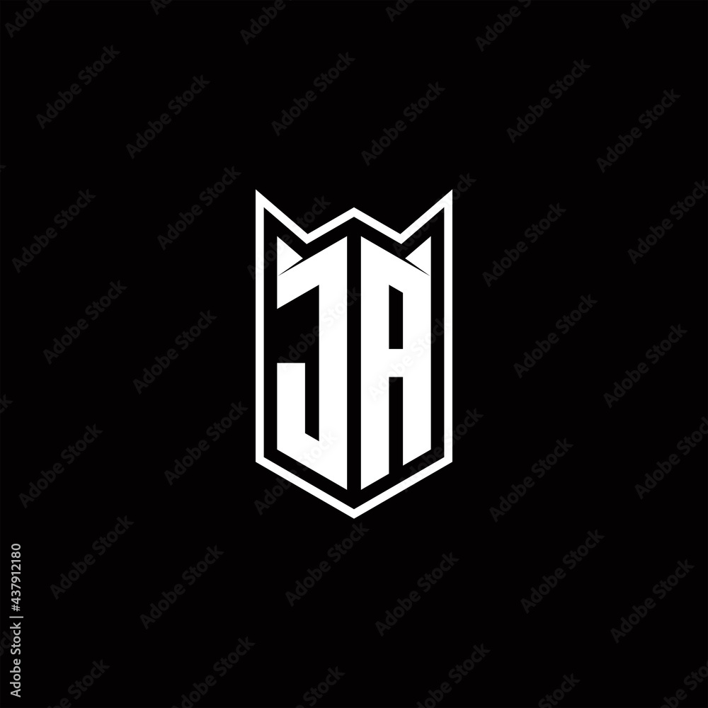 JA Logo monogram with shield shape designs template JA Logo monogram with shield shape designs template