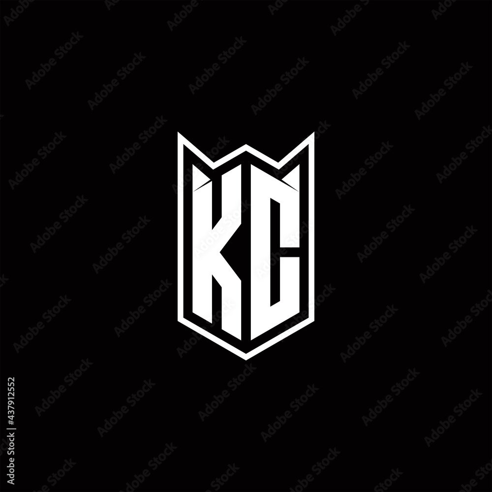 KC Logo monogram with shield shape designs template KC Logo monogram with shield shape designs template