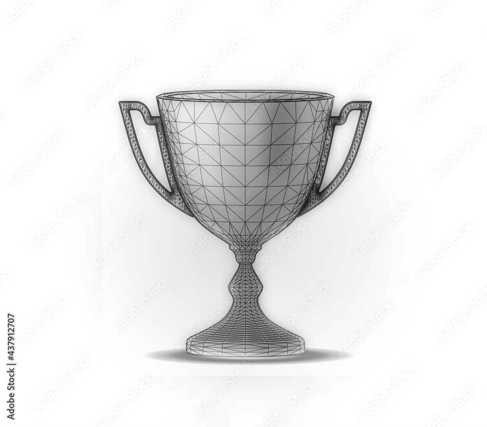 Award cup with polygonal grid on white background. Vector Award cup with polygonal grid on white background. Vector