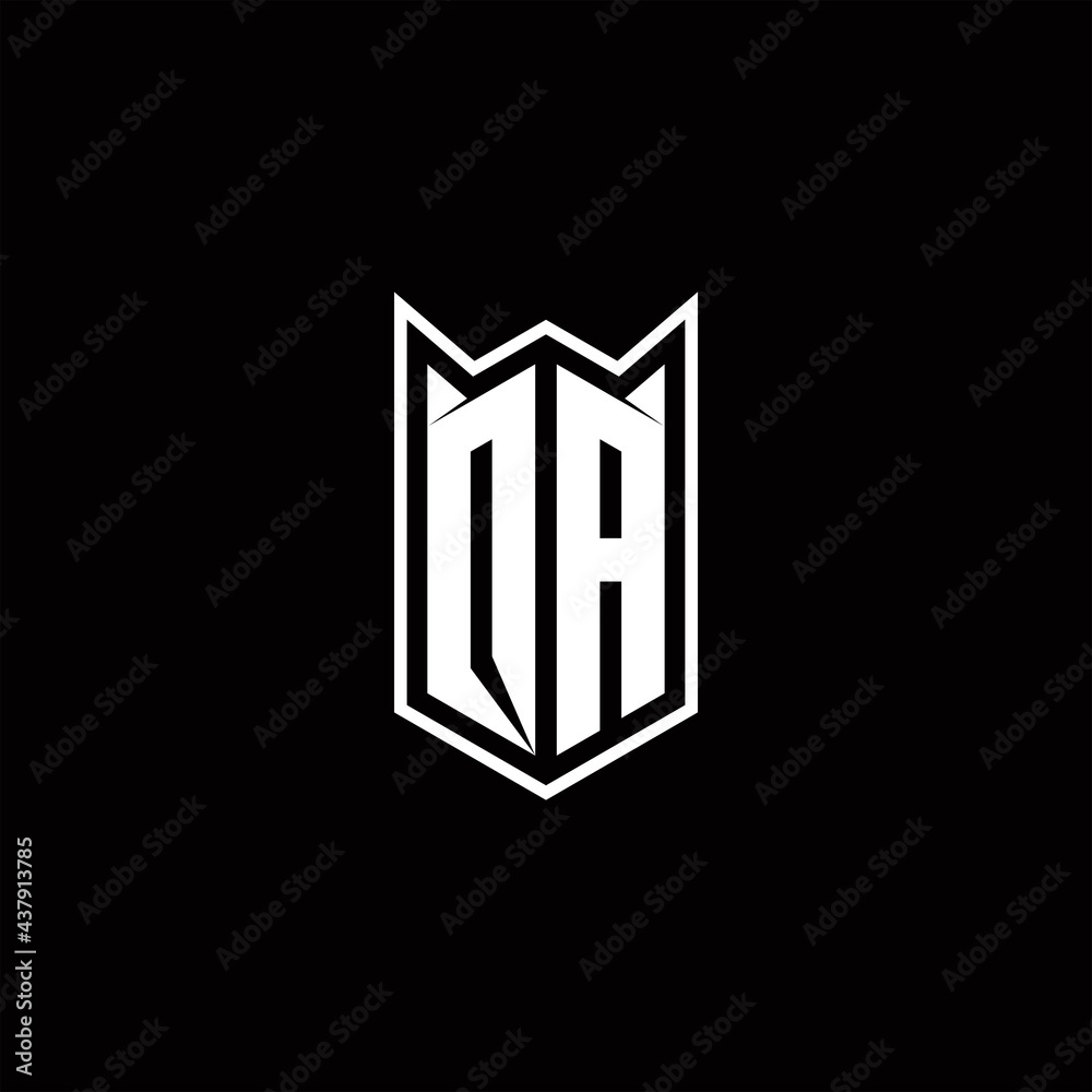 QA Logo monogram with shield shape designs template