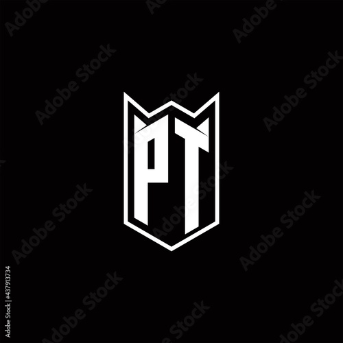 PT Logo monogram with shield shape designs template