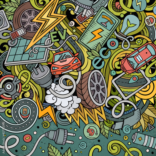 Cartoon doodles electric cars frame design