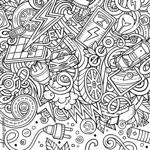 Cartoon doodles electric cars frame design