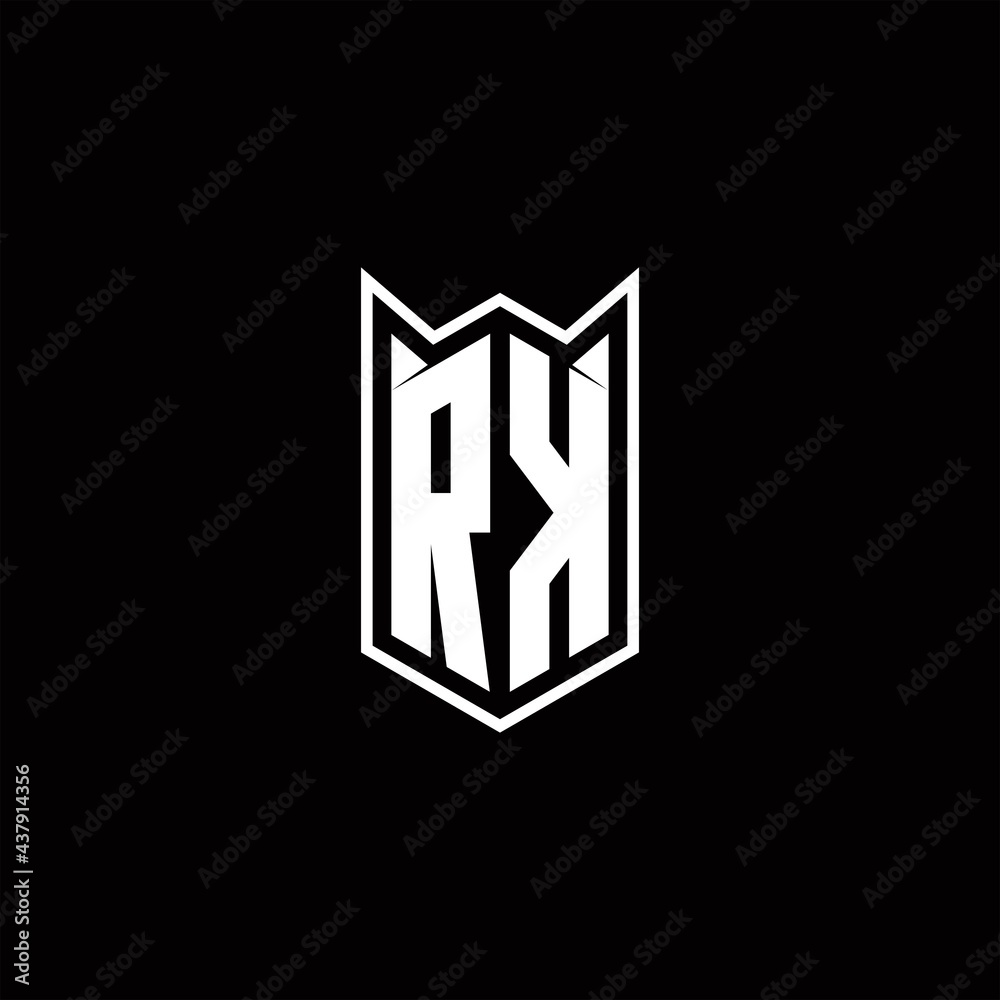 RK Logo monogram with shield shape designs template RK Logo monogram with shield shape designs template