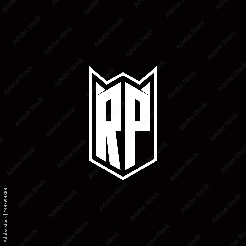 RP Logo monogram with shield shape designs template RP Logo monogram with shield shape designs template
