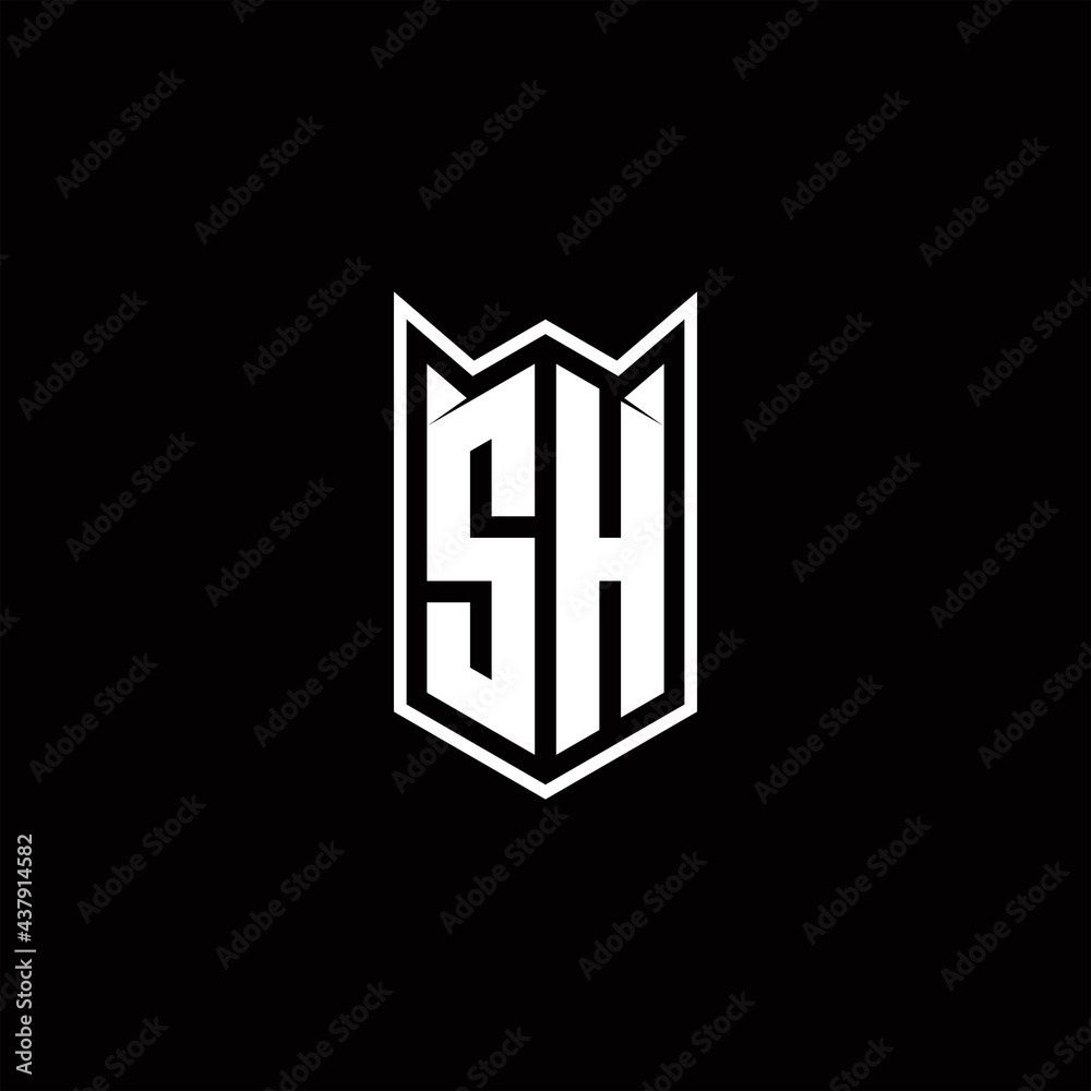 Fototapeta premium SH Logo monogram with shield shape designs template