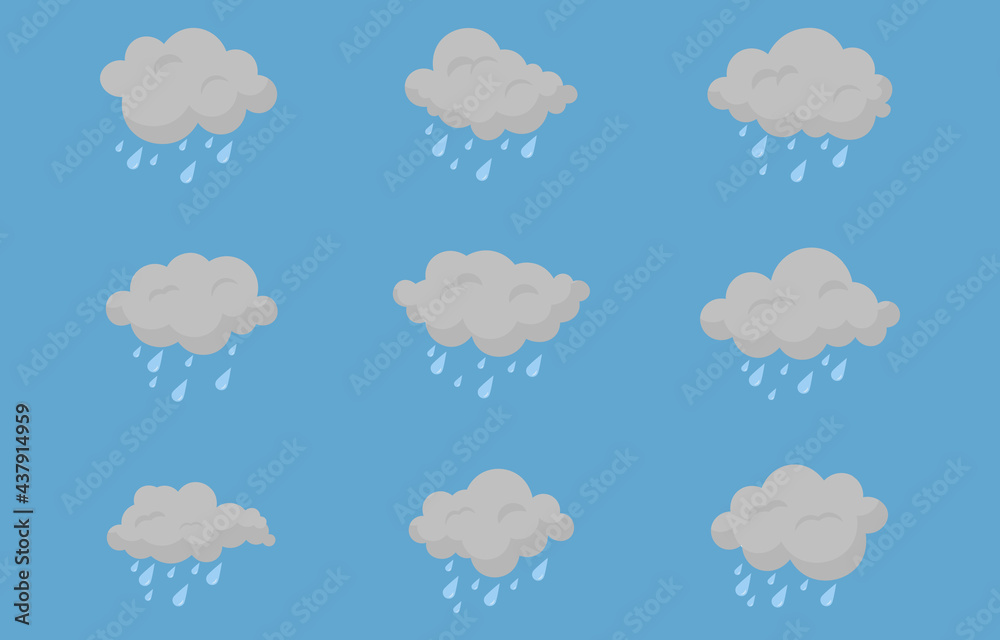Set of vector clouds. Clouds icons. Bad weather. Clouds on an isolated background.