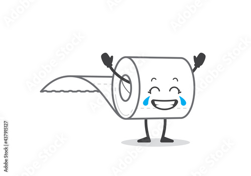 Vector funny cute cartoon toilet paper figurine. Isolated on white background.