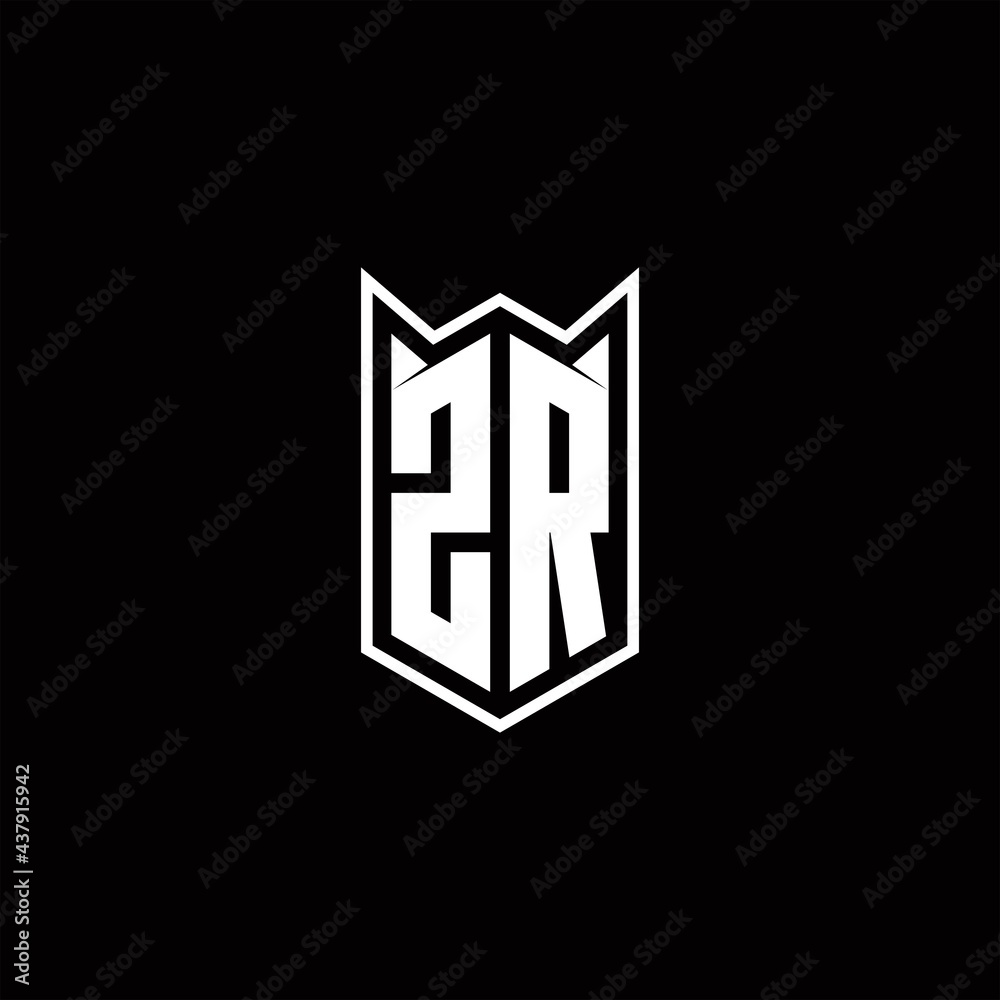 ZR Logo monogram with shield shape designs template ZR Logo monogram with shield shape designs template