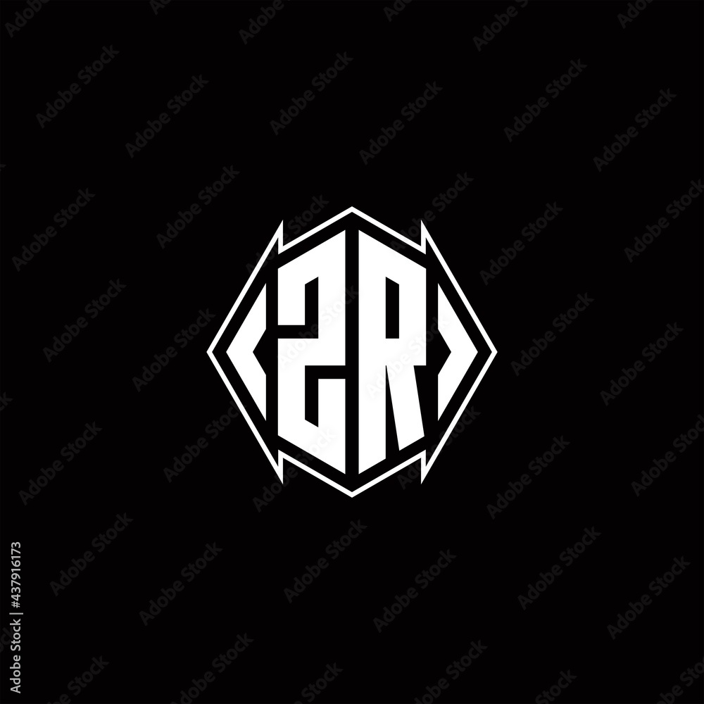 ZR Logo monogram with shield shape designs template ZR Logo monogram with shield shape designs template