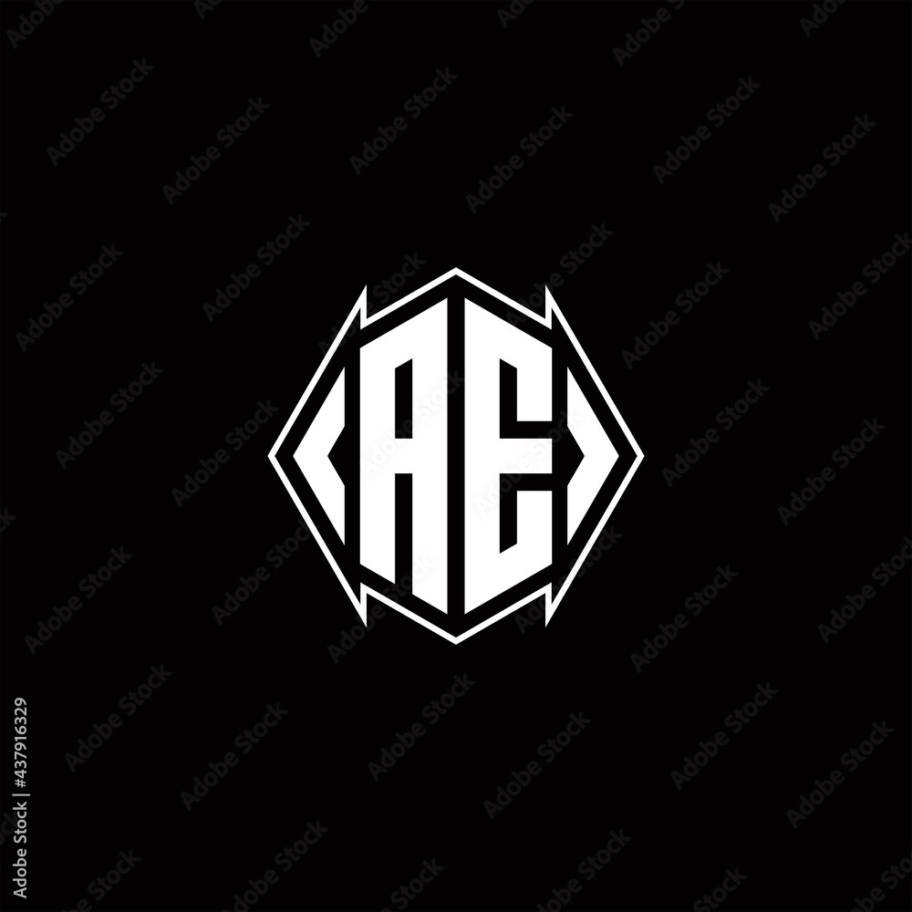 AE Logo monogram with shield shape designs template AE Logo monogram with shield shape designs template