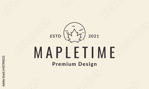 lines hipster maple leaf simple logo symbol vector icon illustration graphic design