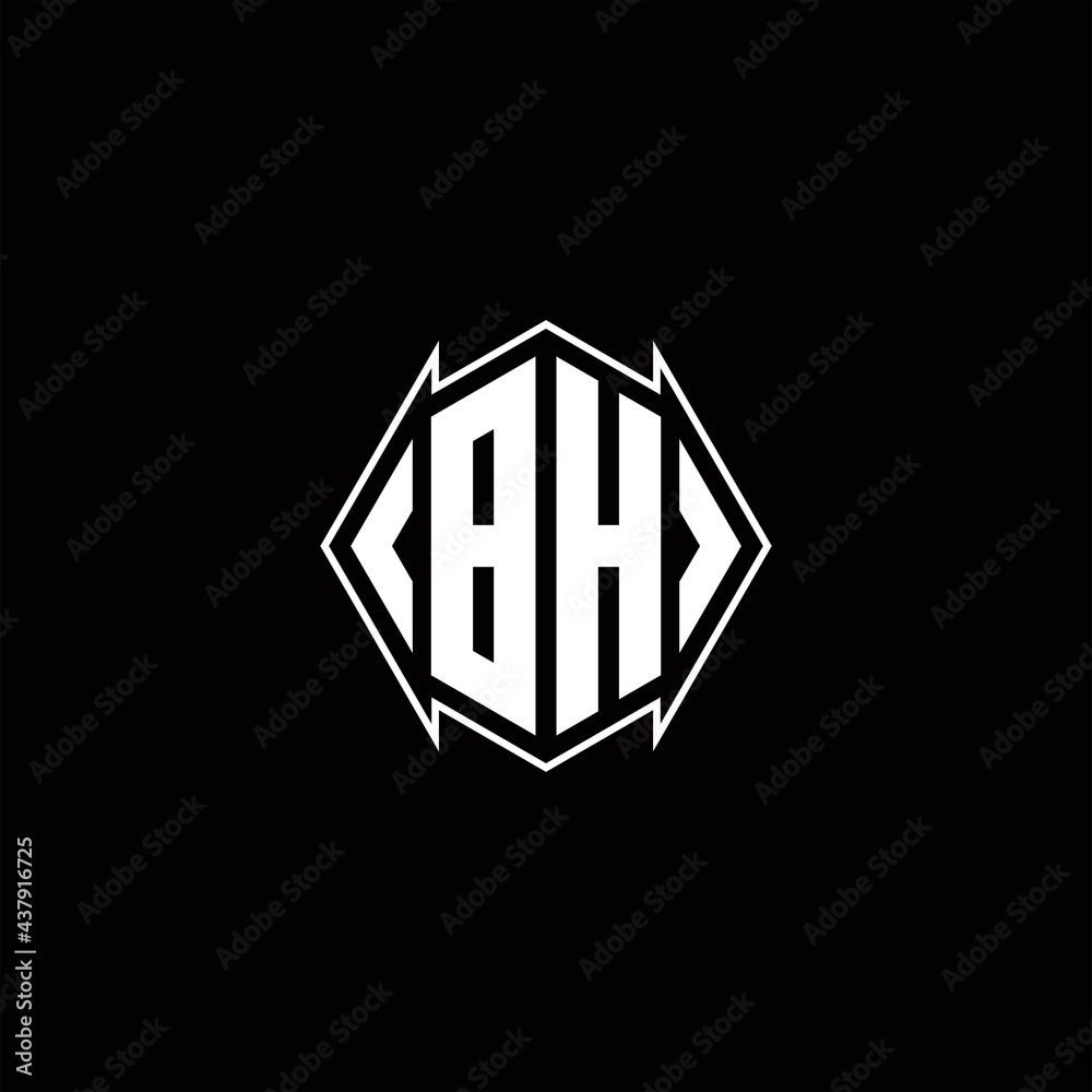 BH Logo monogram with shield shape designs template BH Logo monogram with shield shape designs template