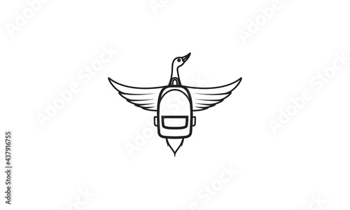 goose fly with bag school logo symbol vector icon illustration graphic design