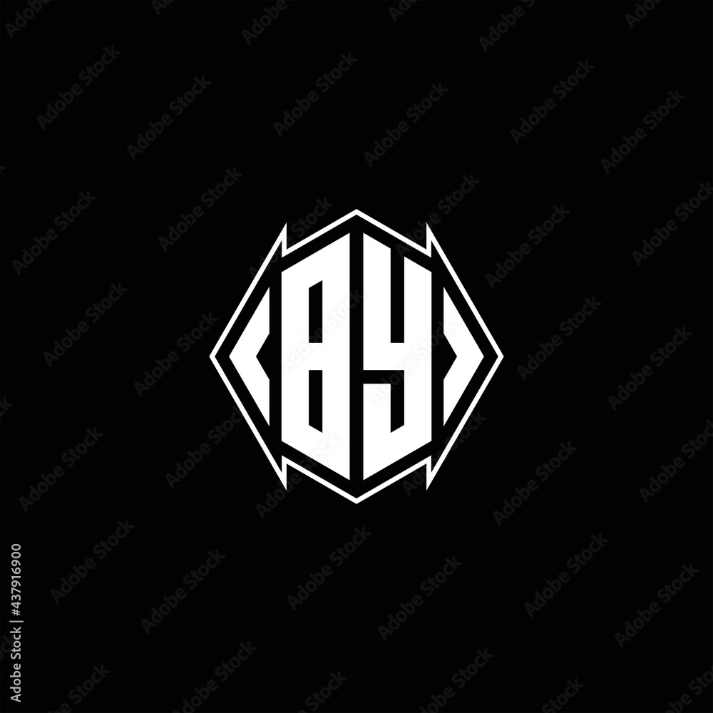 BY Logo monogram with shield shape designs template BY Logo monogram with shield shape designs template