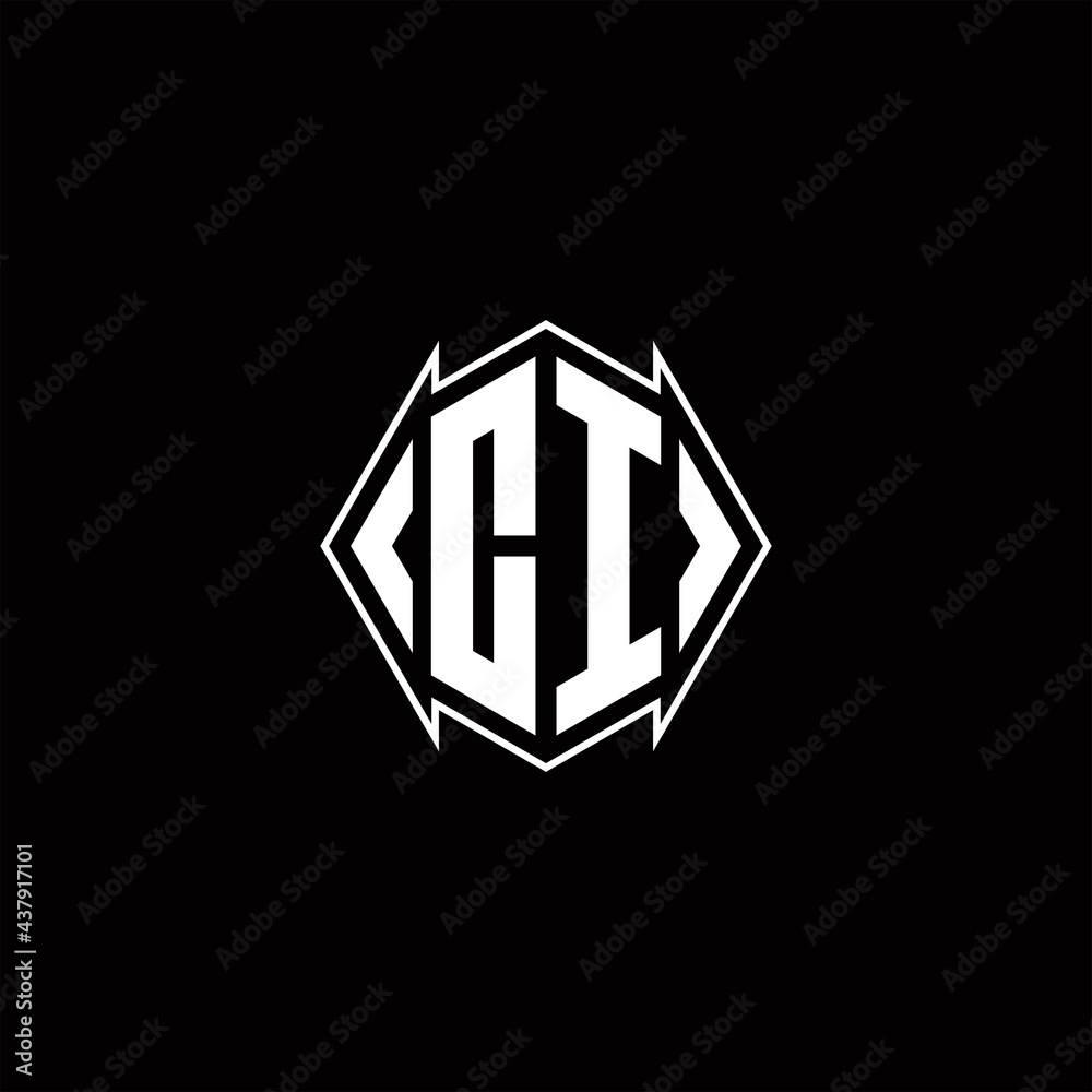 CI Logo monogram with shield shape designs template CI Logo monogram with shield shape designs template