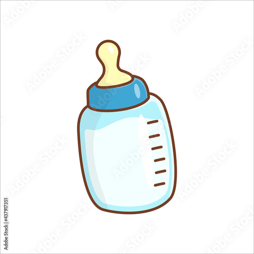 Baby milk bottle vector illustration with cartoon style isolated on white background