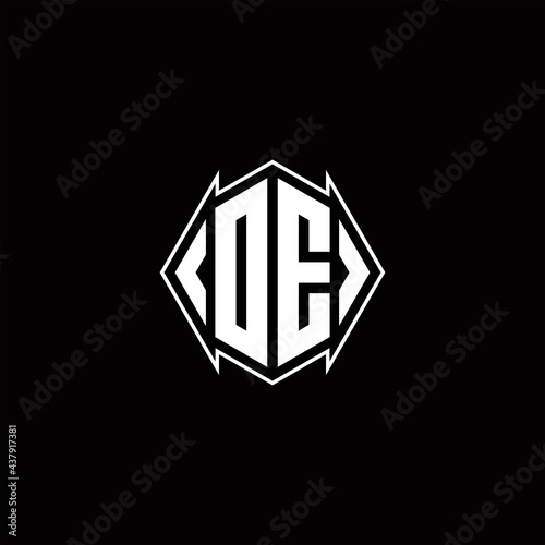 DE Logo monogram with shield shape designs template