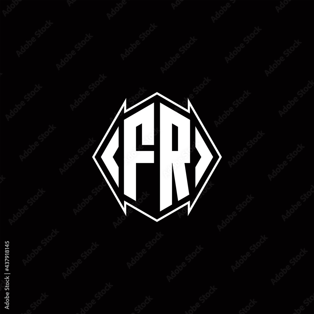 FR Logo monogram with shield shape designs template FR Logo monogram with shield shape designs template