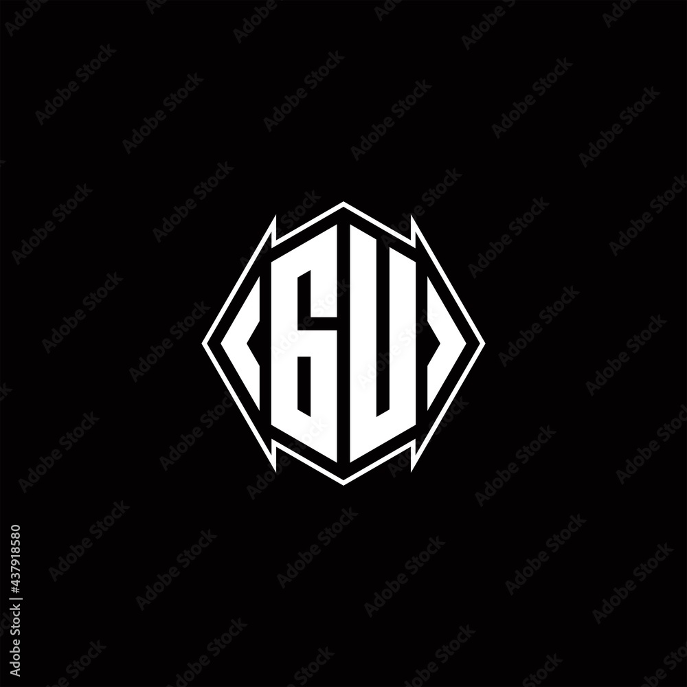 GU Logo monogram with shield shape designs template GU Logo monogram with shield shape designs template