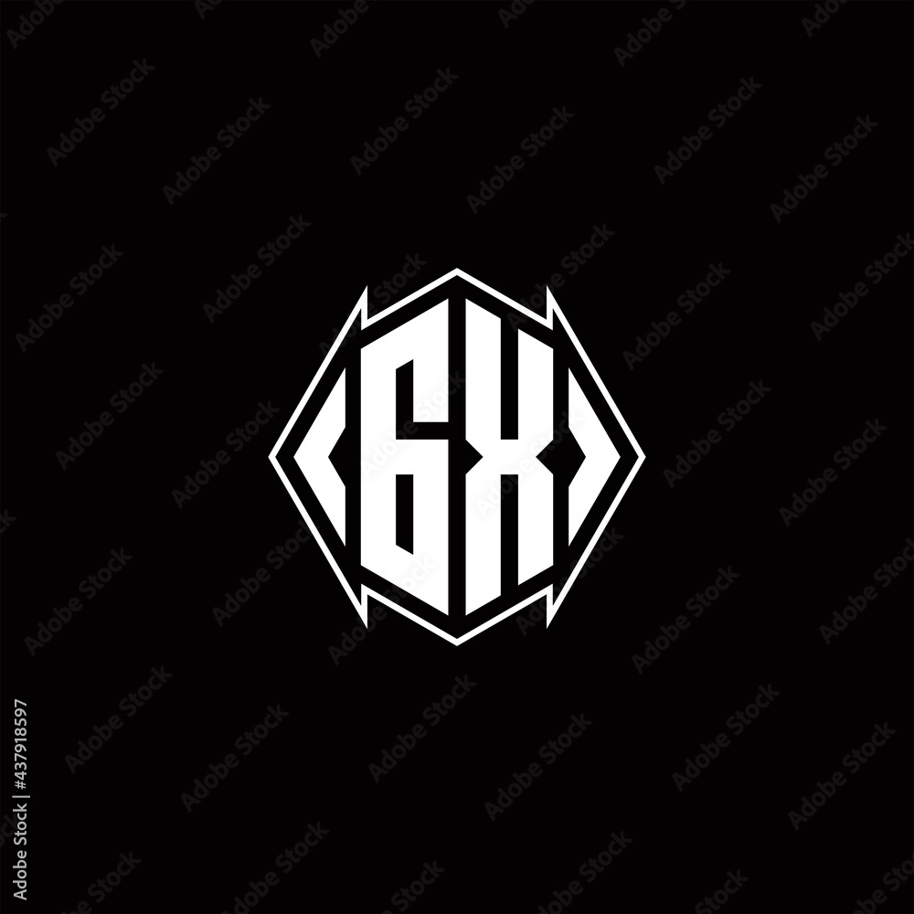 GX Logo monogram with shield shape designs template GX Logo monogram with shield shape designs template